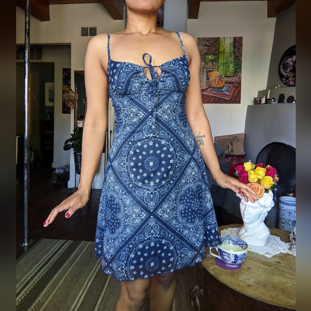 Cider Blue and White Spaghetti Strap Sundress